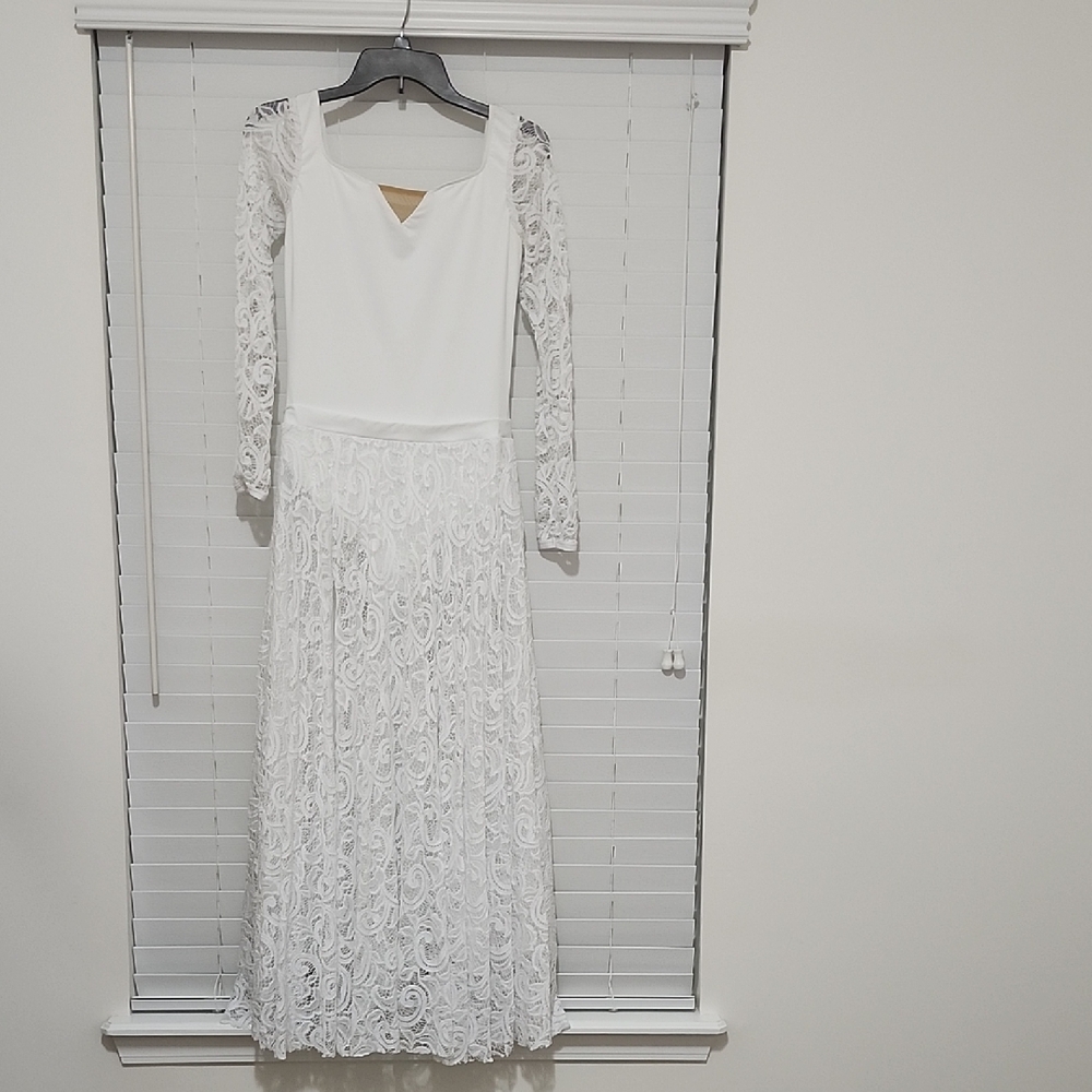 Revolution White Lace Long Sleeve Dress